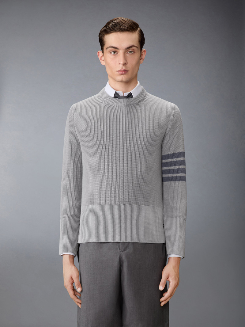 Thom Browne COTTON CARDIGAN STITCH 4-BAR PULLOVER outlook