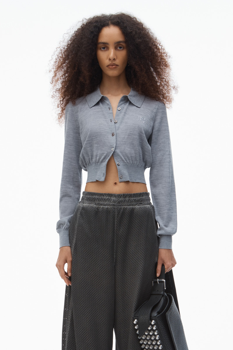 High-Frequency Stacked Logo Cardigan in Merino Wool 2