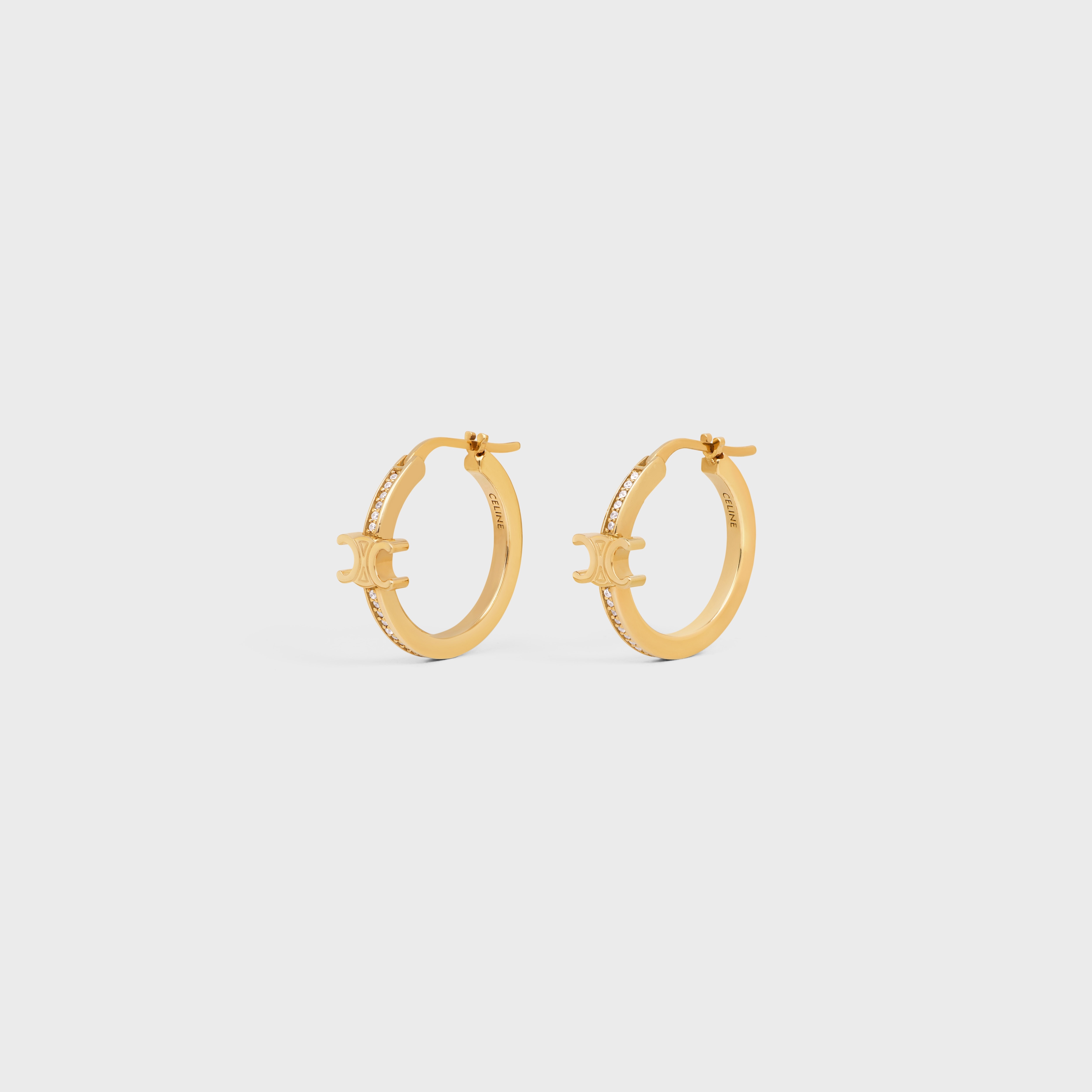 Triomphe Sparkle Hoops in Strass and Brass with Gold Finish - 1