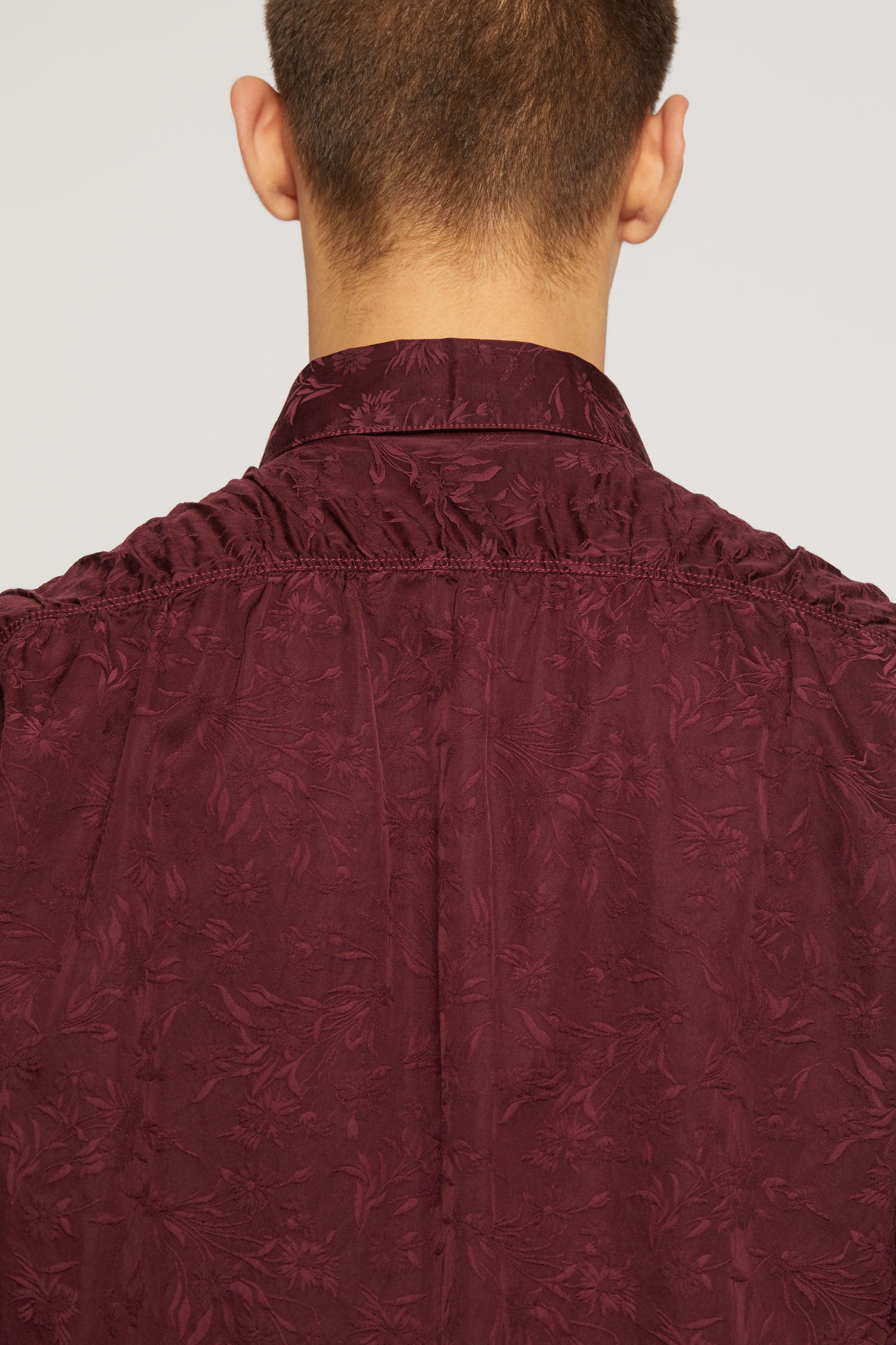 Floral jacquard shirt burgundy - 5