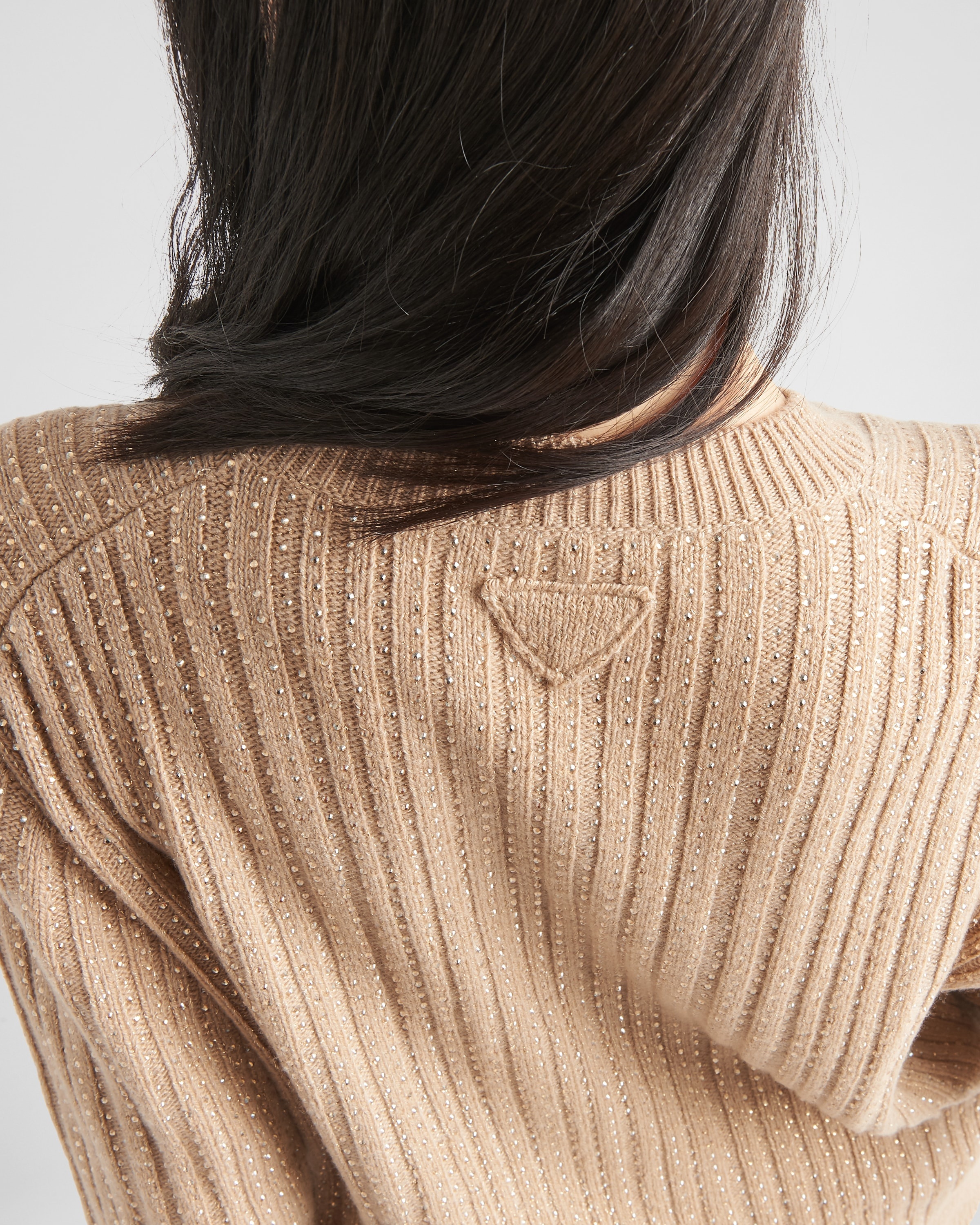 Wool and cashmere crew-neck sweater with rhinestones - 4