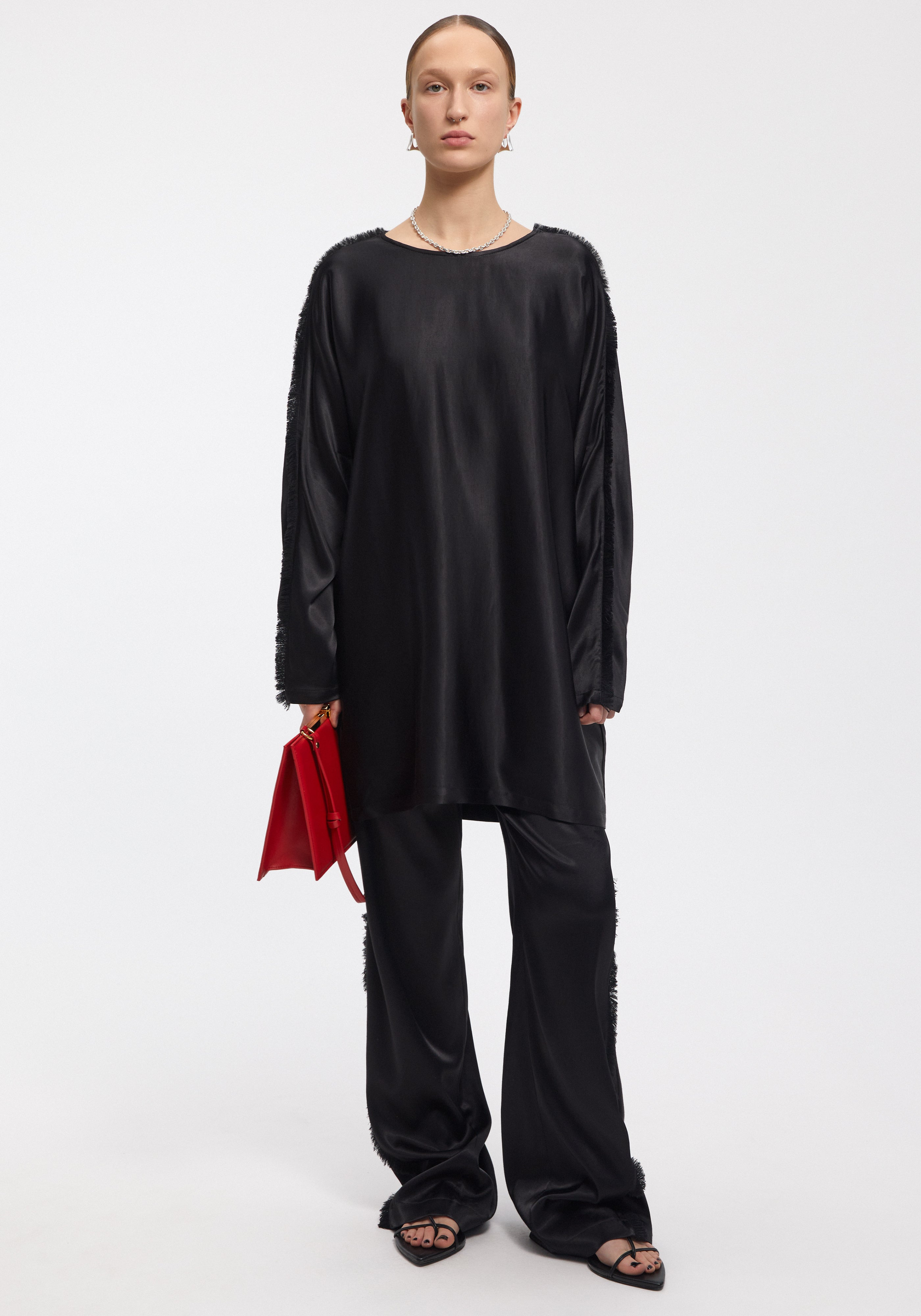 DITTI
Satin long-sleeved dress with frayed seam - 5
