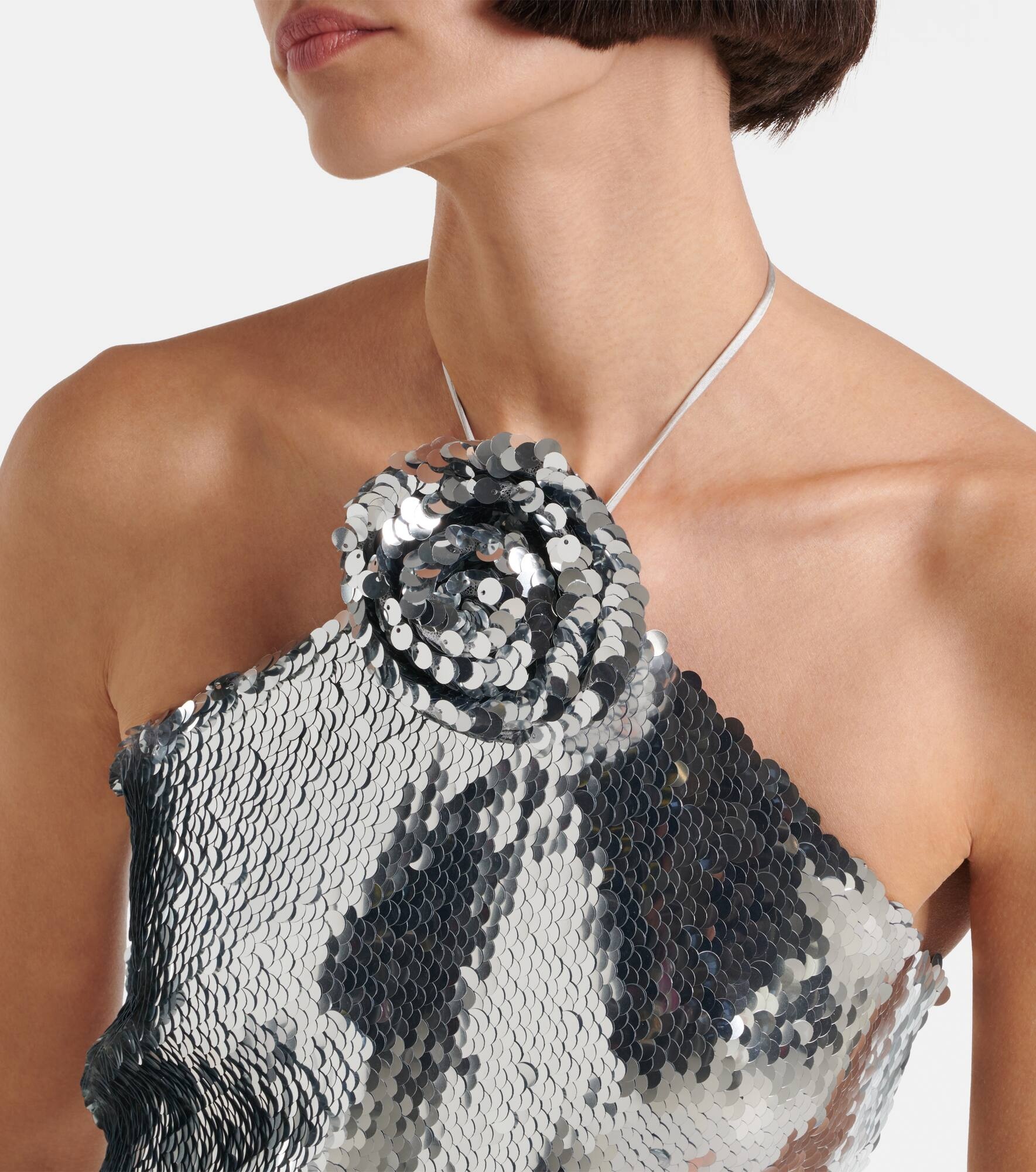 Sequined floral-appliqué minidress - 4