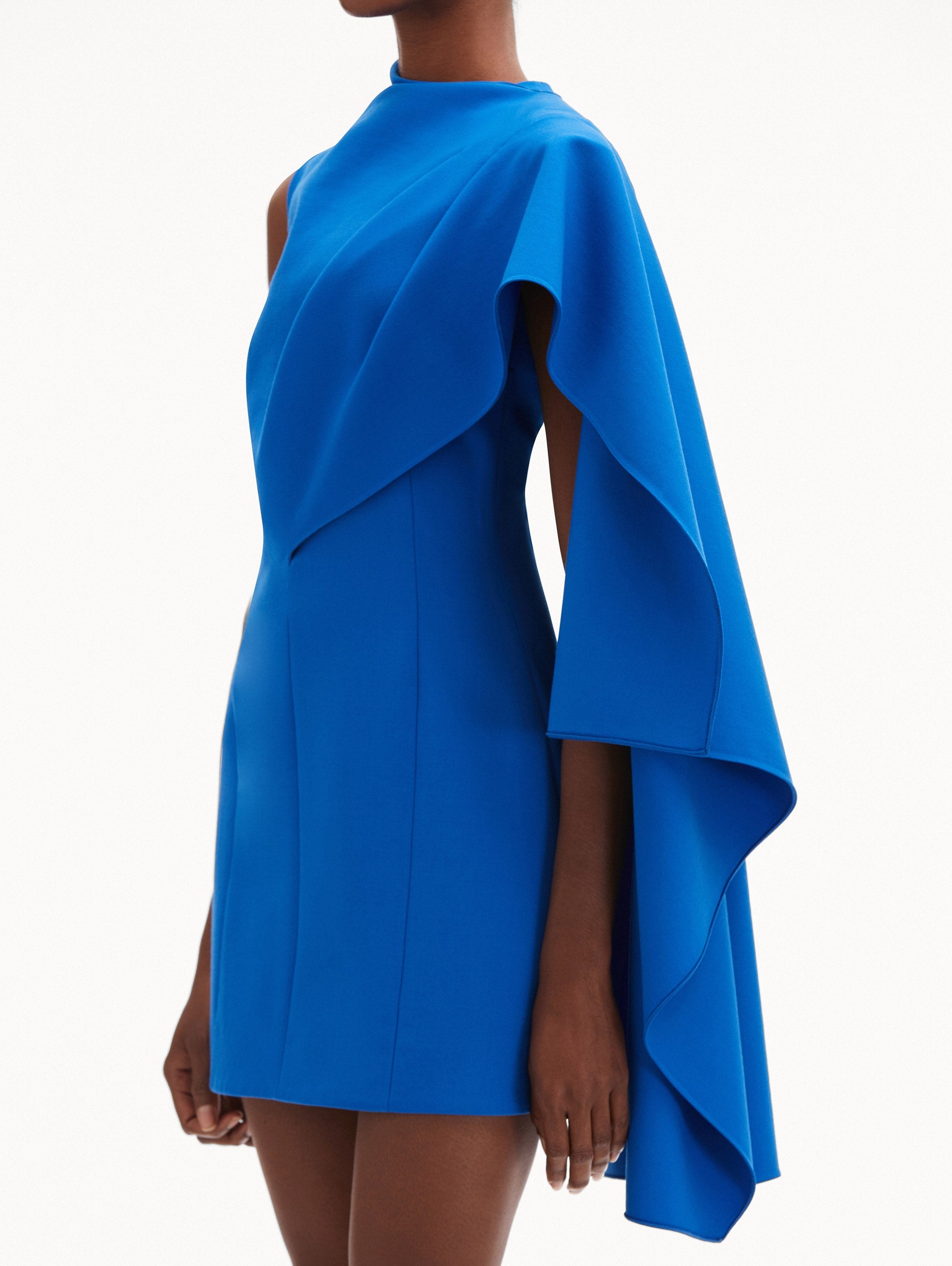 ONE SHOULDER CAPE DRESS - 5