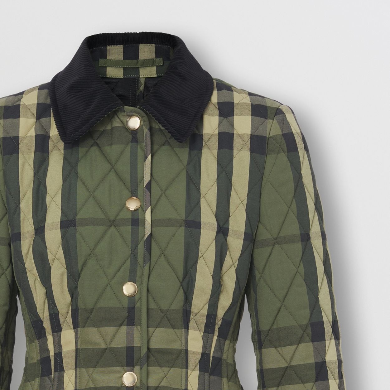 Corduroy Collar Diamond Quilted Barn Jacket - 8