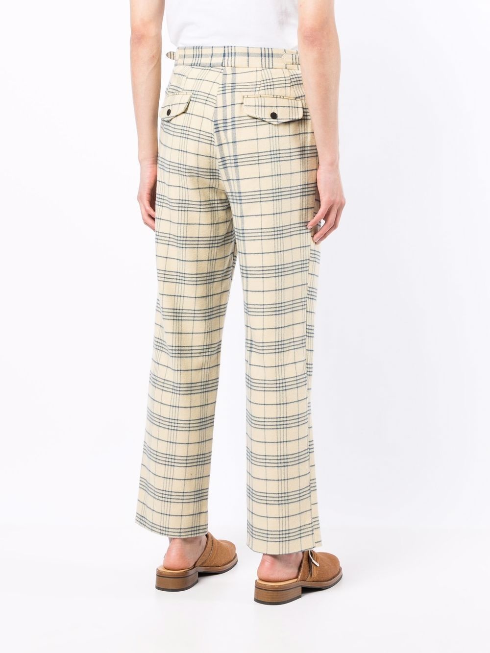checked straight-leg trousers - 4