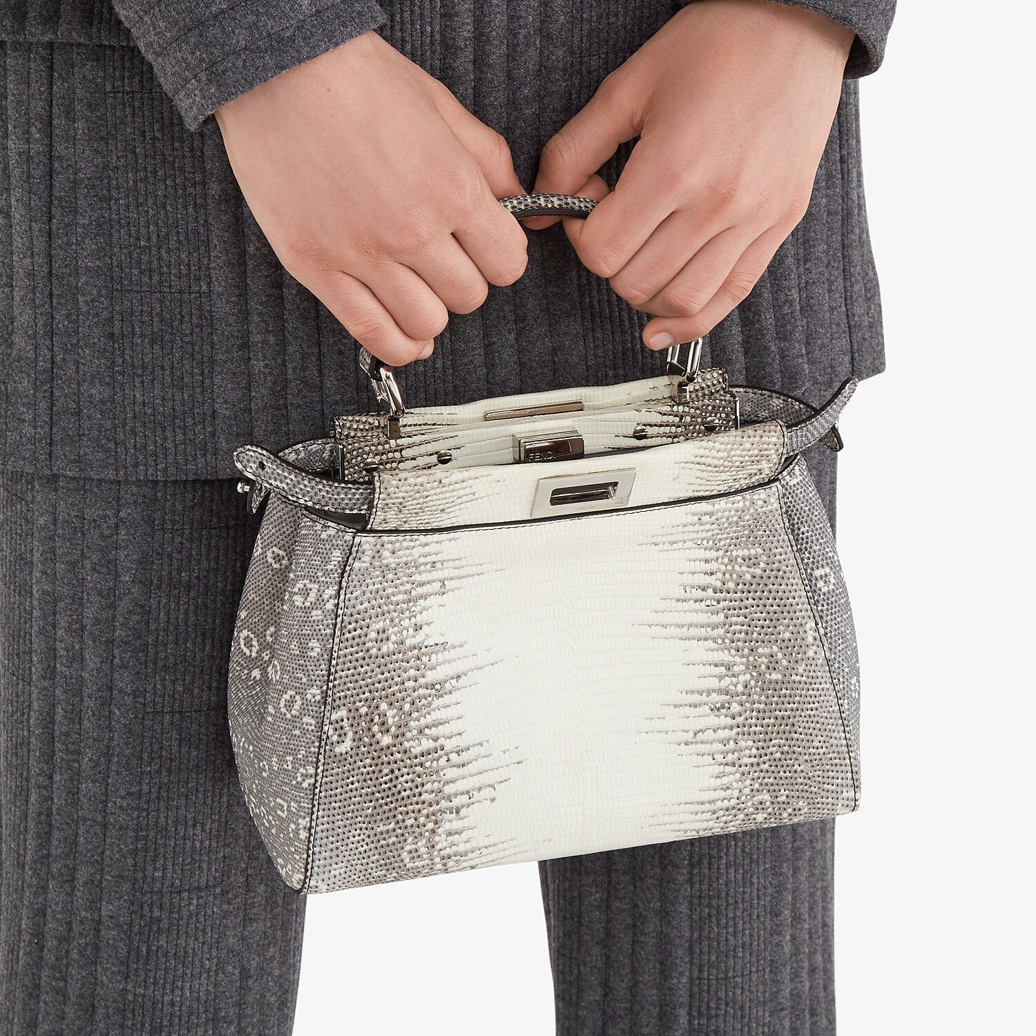 Gray gradient lizard leather bag - 2