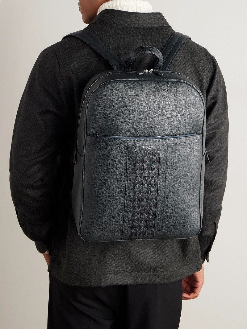 Serapian Full-Grain Leather Backpack Black outlook