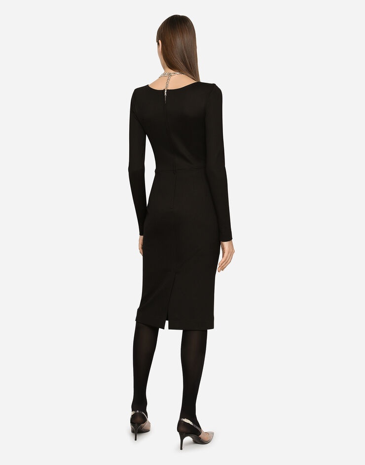 Milano rib calf-length dress with DG logo - 5