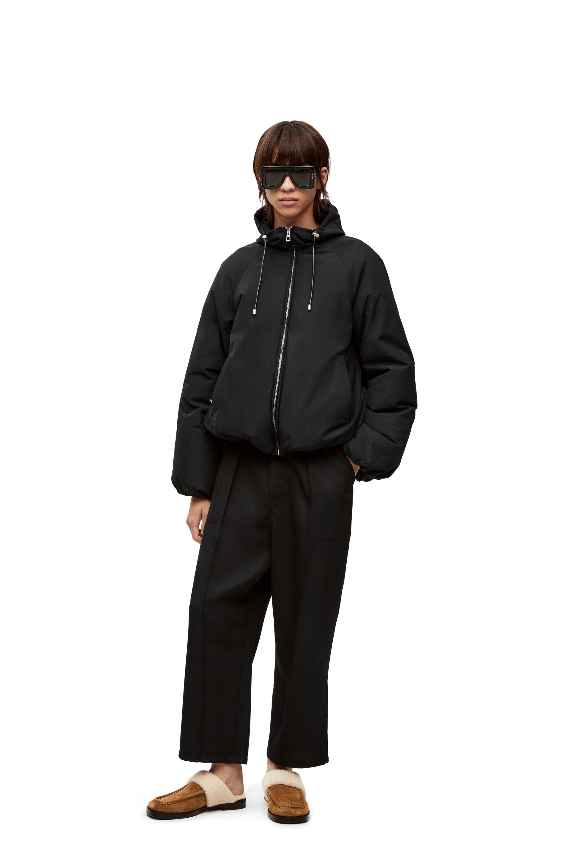 Puffer hooded bomber jacket in cotton and polyamide - 3