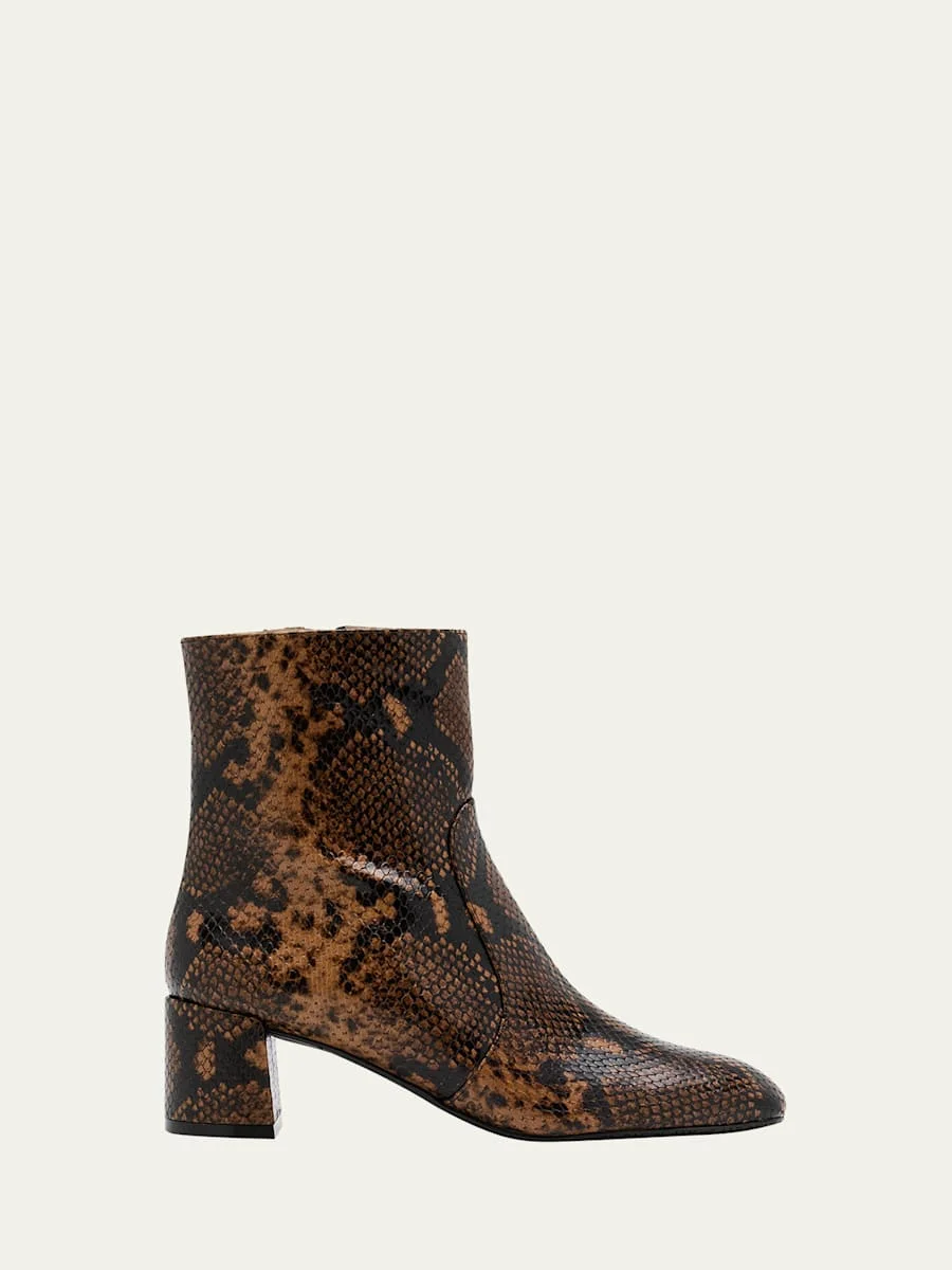 Maeve Snake-Printed Leather Booties - 1