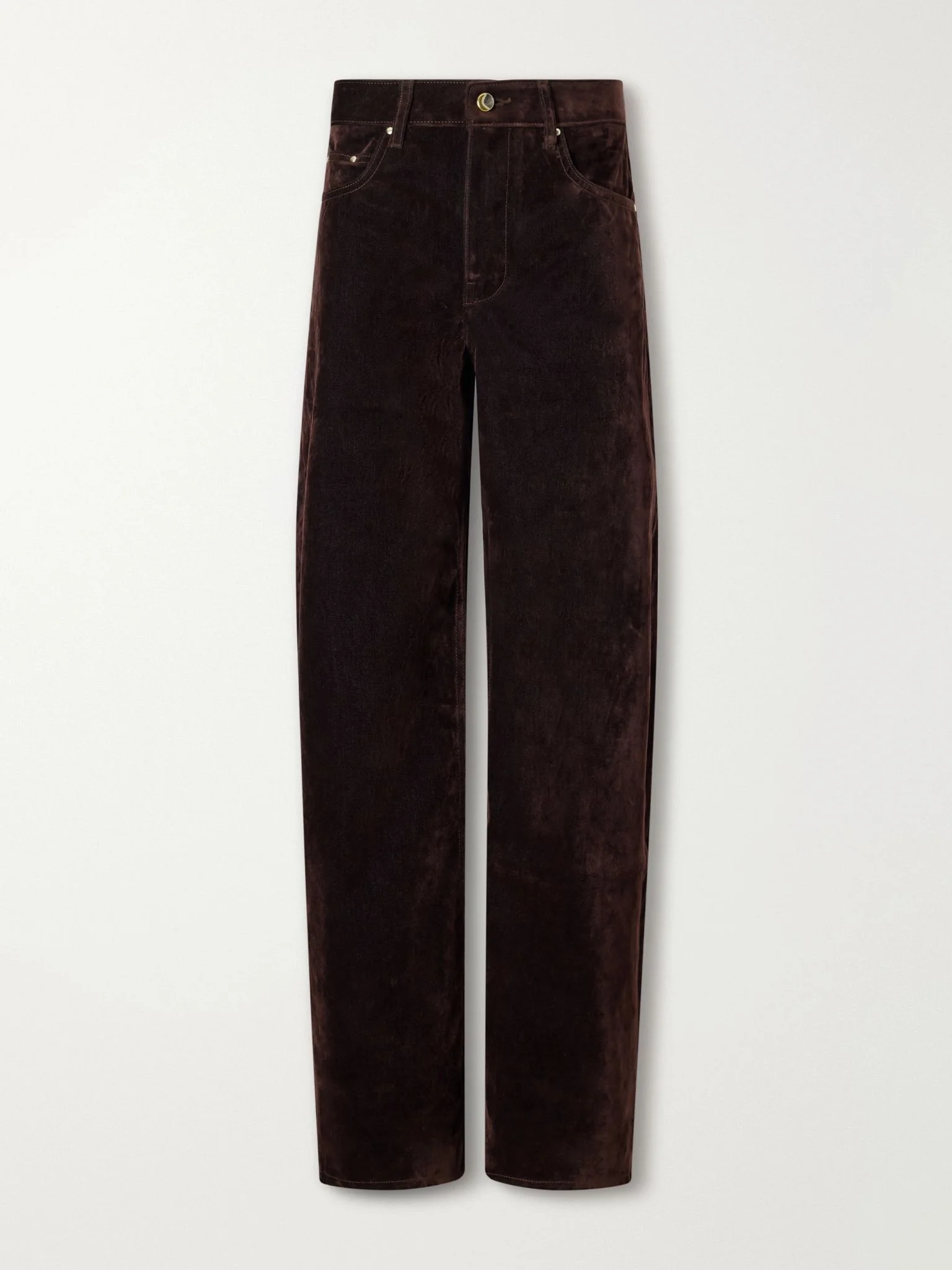 Rider cotton-blend velvet low-rise wide-leg jeans Dark brown - 1