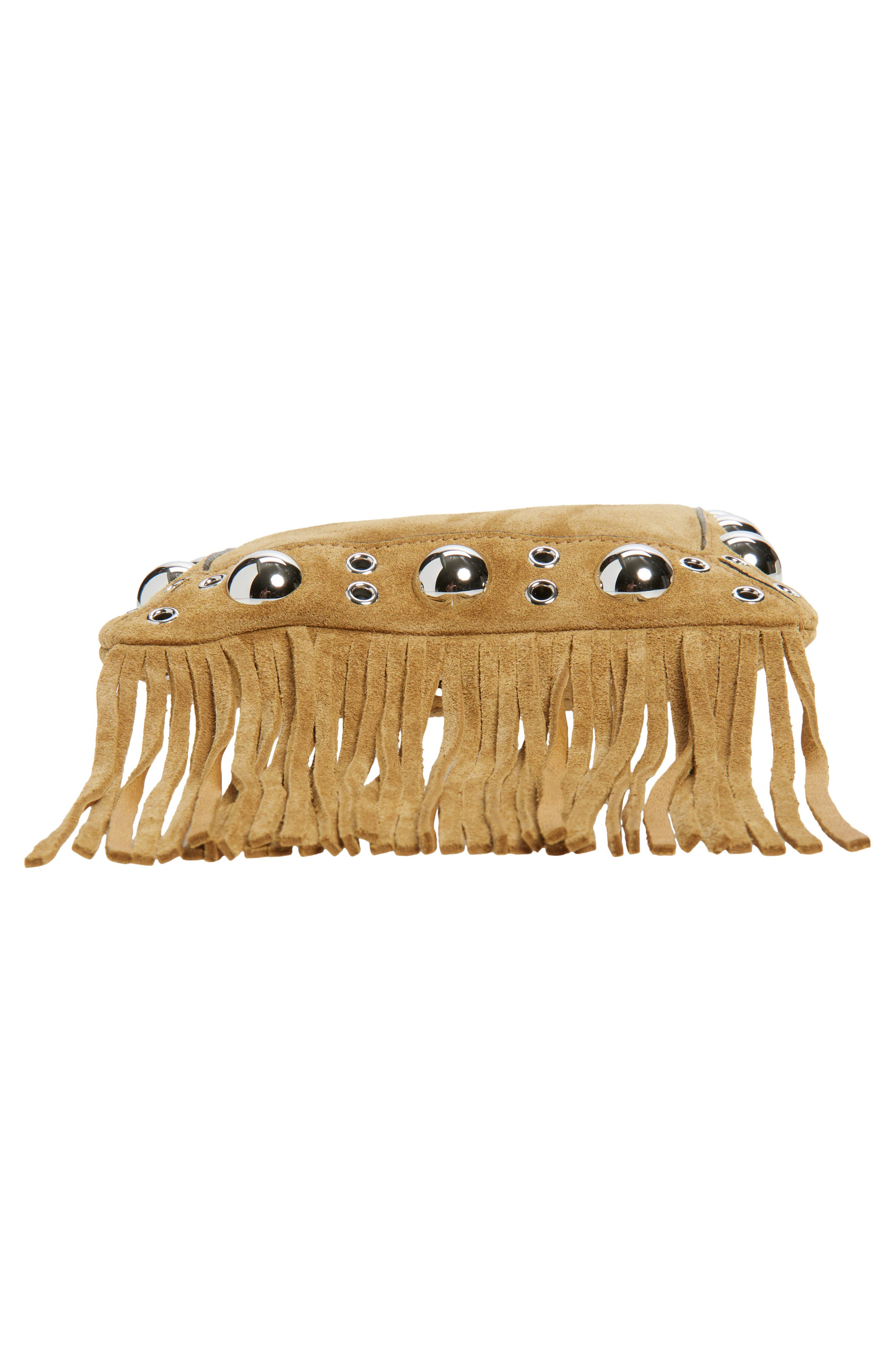 Valentino Garavani Small Nellcôte Fringed Studded Suede Crossbody Bag in Beige at Nordstrom - 5