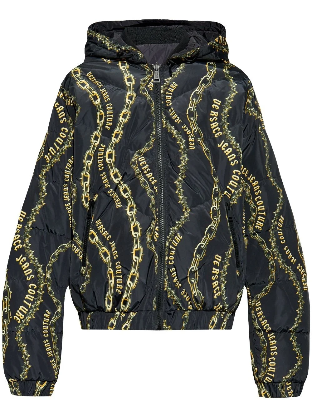 reversible chain-print hooded jacket - 1