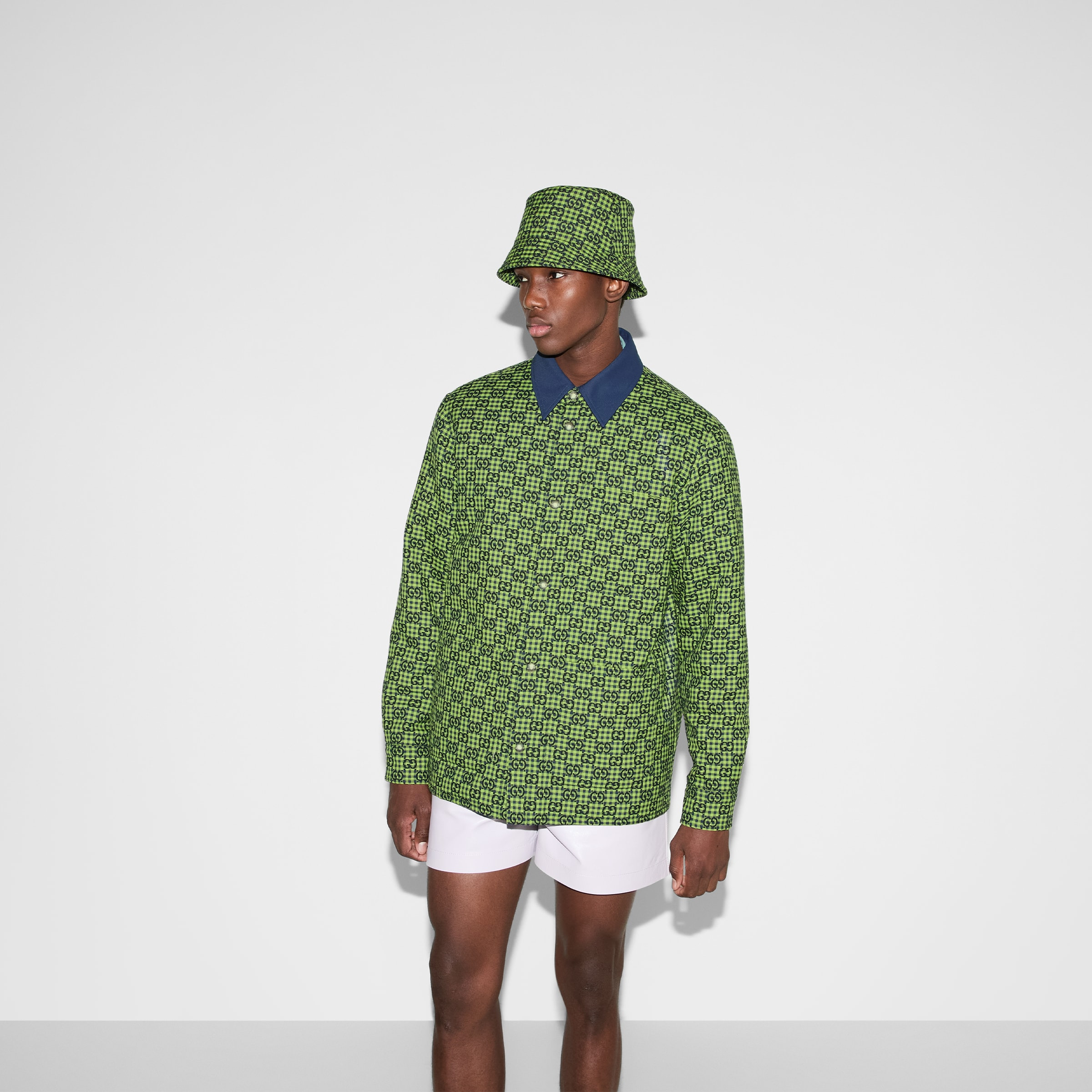 GG gingham cotton wool jacket - 3