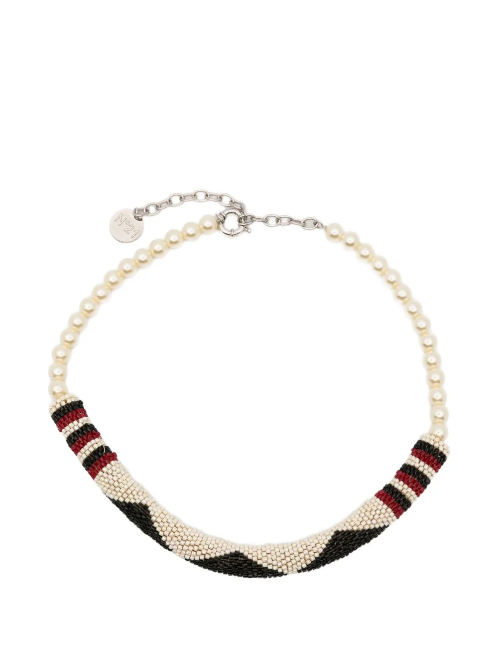 beaded faux-pearl necklace - 1