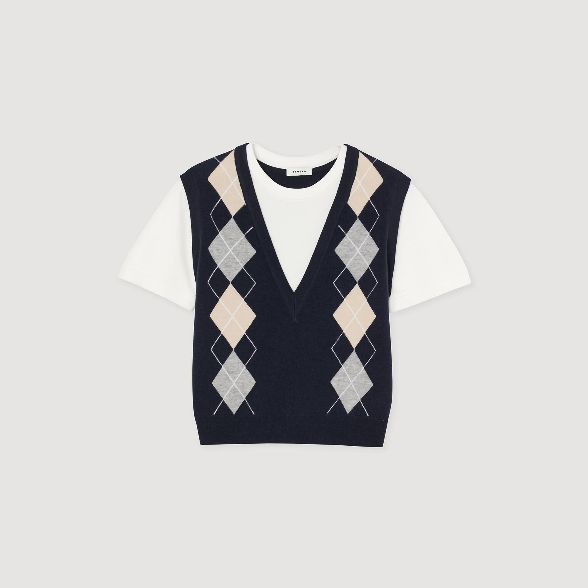 ARGYLE LAYERED EFFECT SWEATER - 6