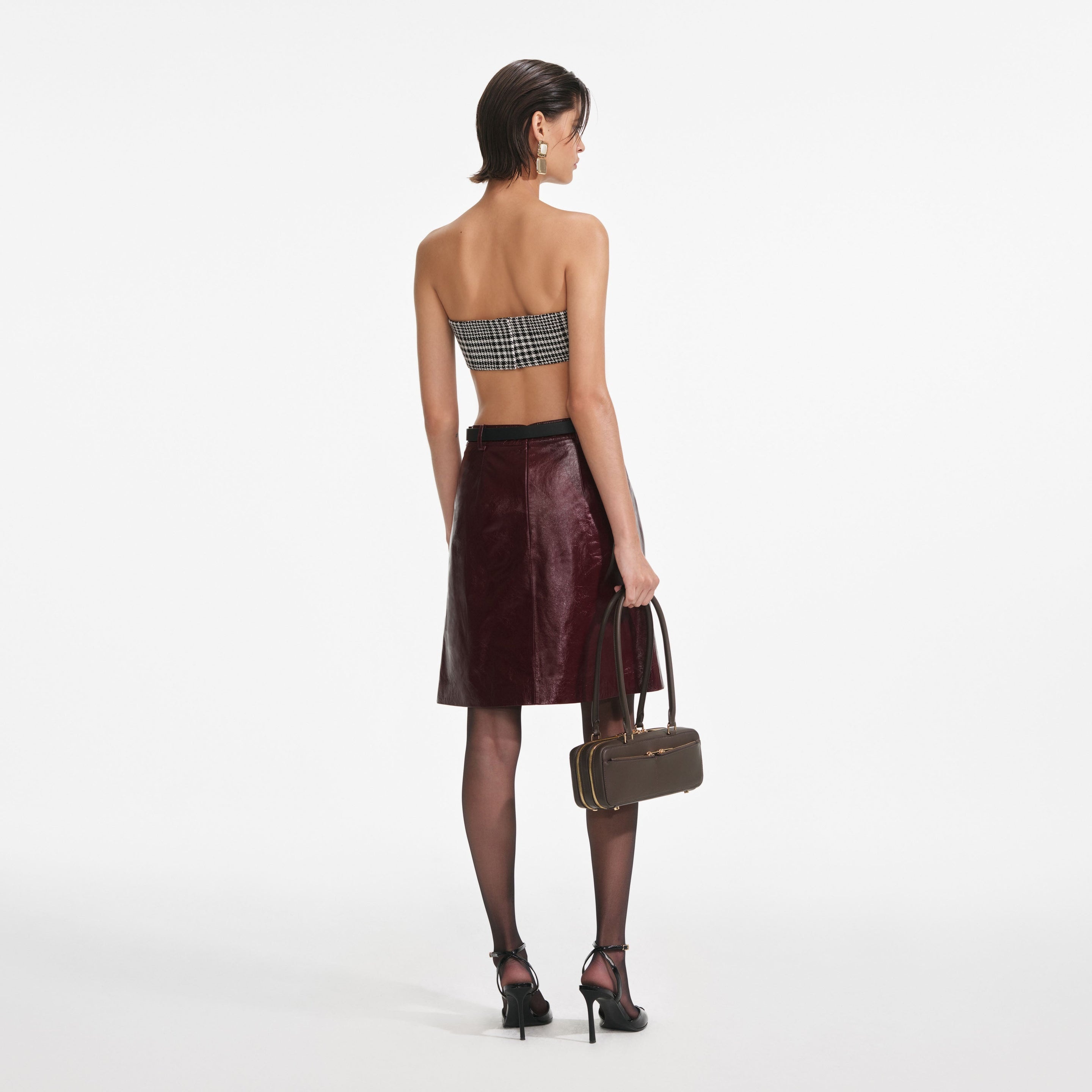 ミニスカート SELF PORTRAIT Women Mini Skirts PF25 091SK BUBURGUNDY Red self-portrait Burgundy Leather Mini Skirt | REVERSIBLE