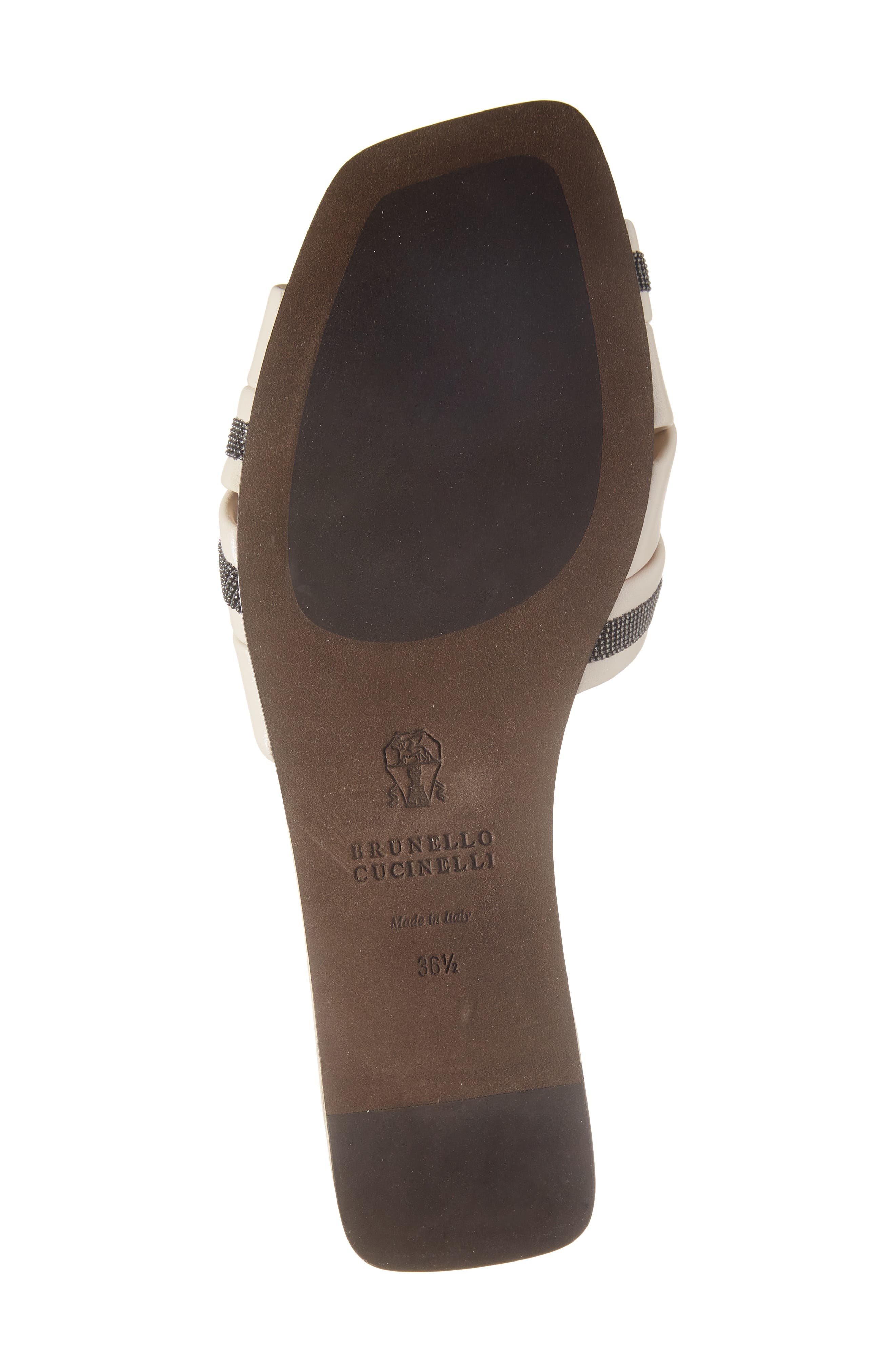 Brunello Cucinelli Monili Woven Slide Sandal in Ivory/Black at Nordstrom - 6