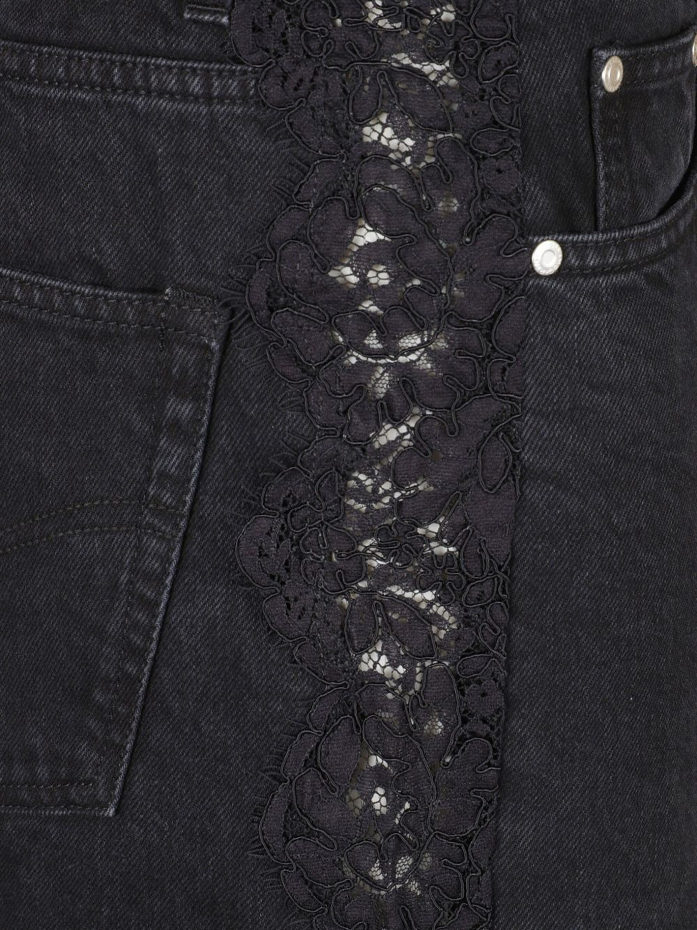 lace-insert jeans - 3