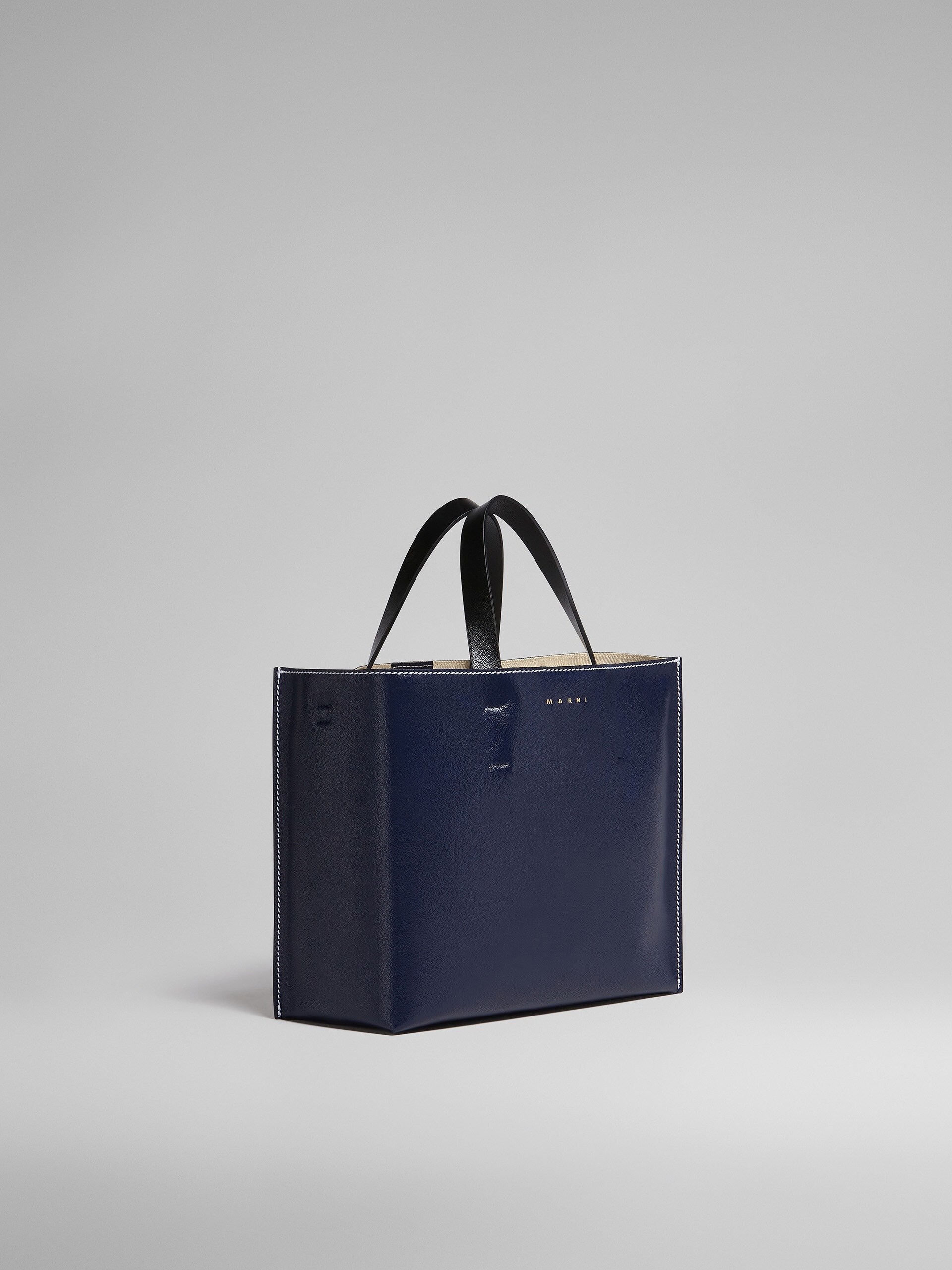 MUSEO SOFT BAG IN BLUE AND GREY LEATHER - 6