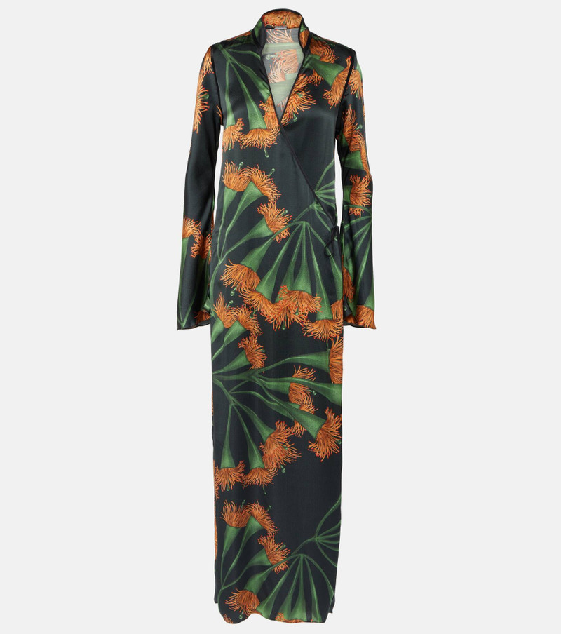 Printed silk-blend wrap dress - 1