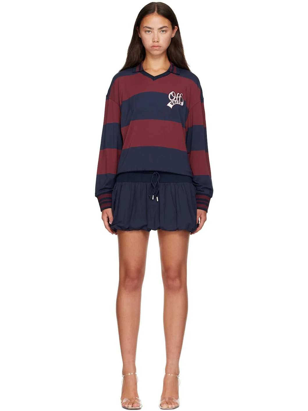 Navy Striped Interlock Polo Minidress - 1