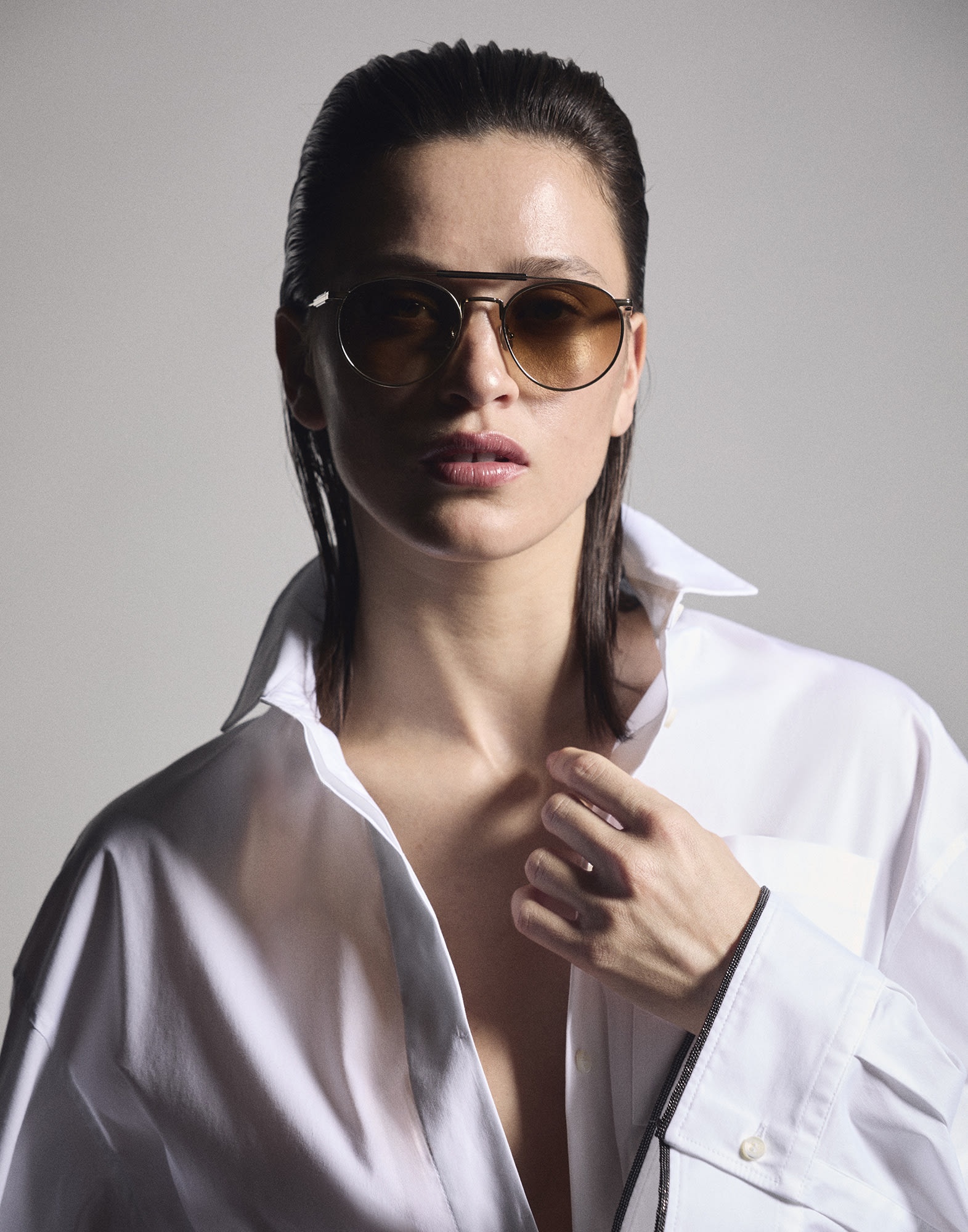 Sartorial Sunset gold-plated titanium and horn sunglasses - 4