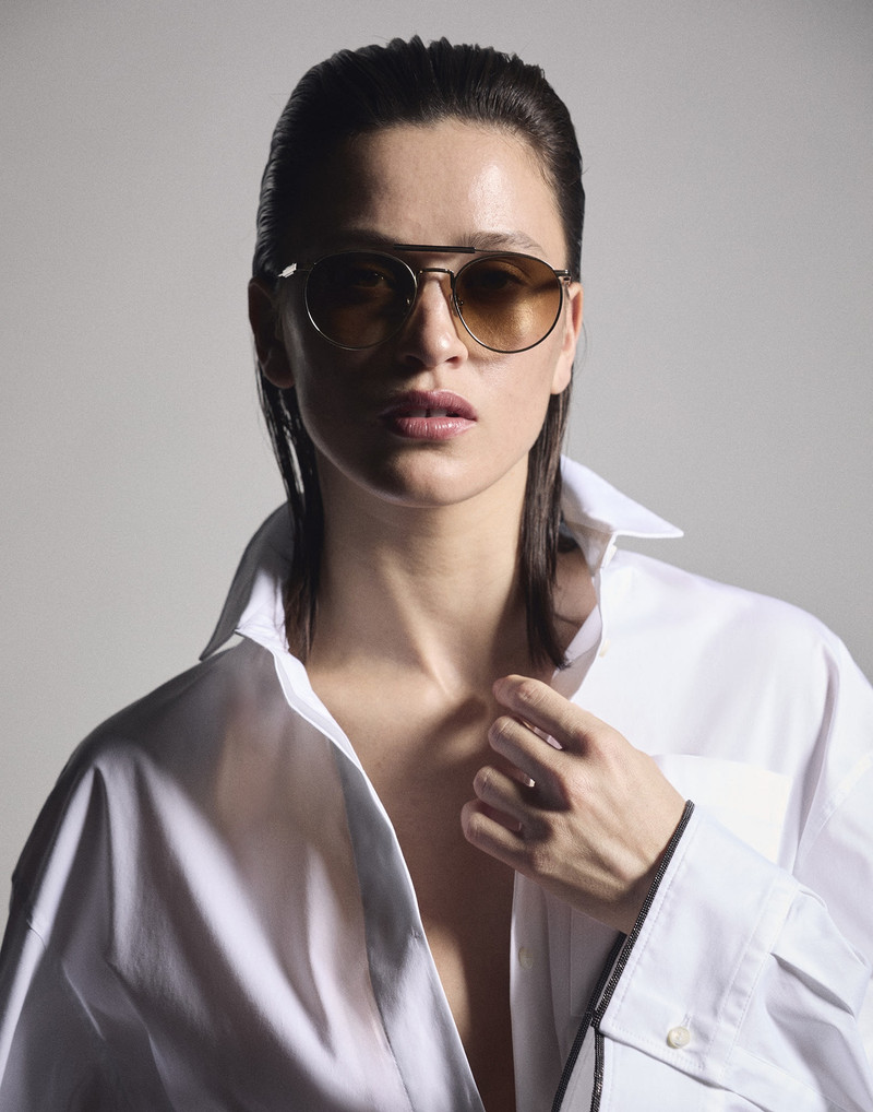 Sartorial Sunset gold-plated titanium and horn sunglasses 4