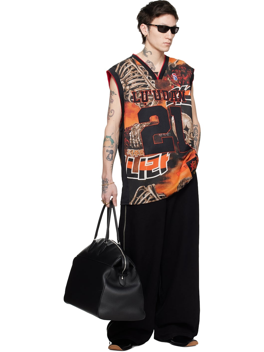 Black & Orange B Ball L-D Tank Top - 5