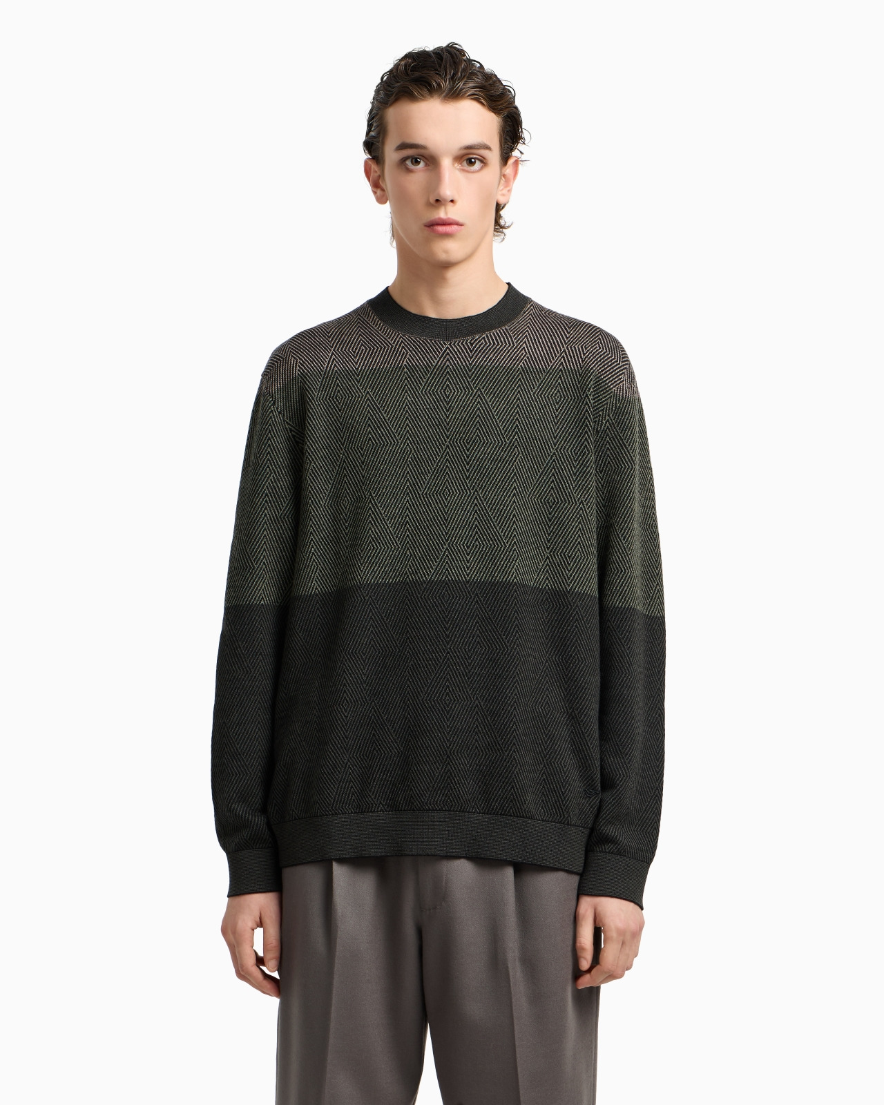 VIRGIN WOOL JUMPER WITH MICRO JACQUARD OP-ART DIAMONDS - 4