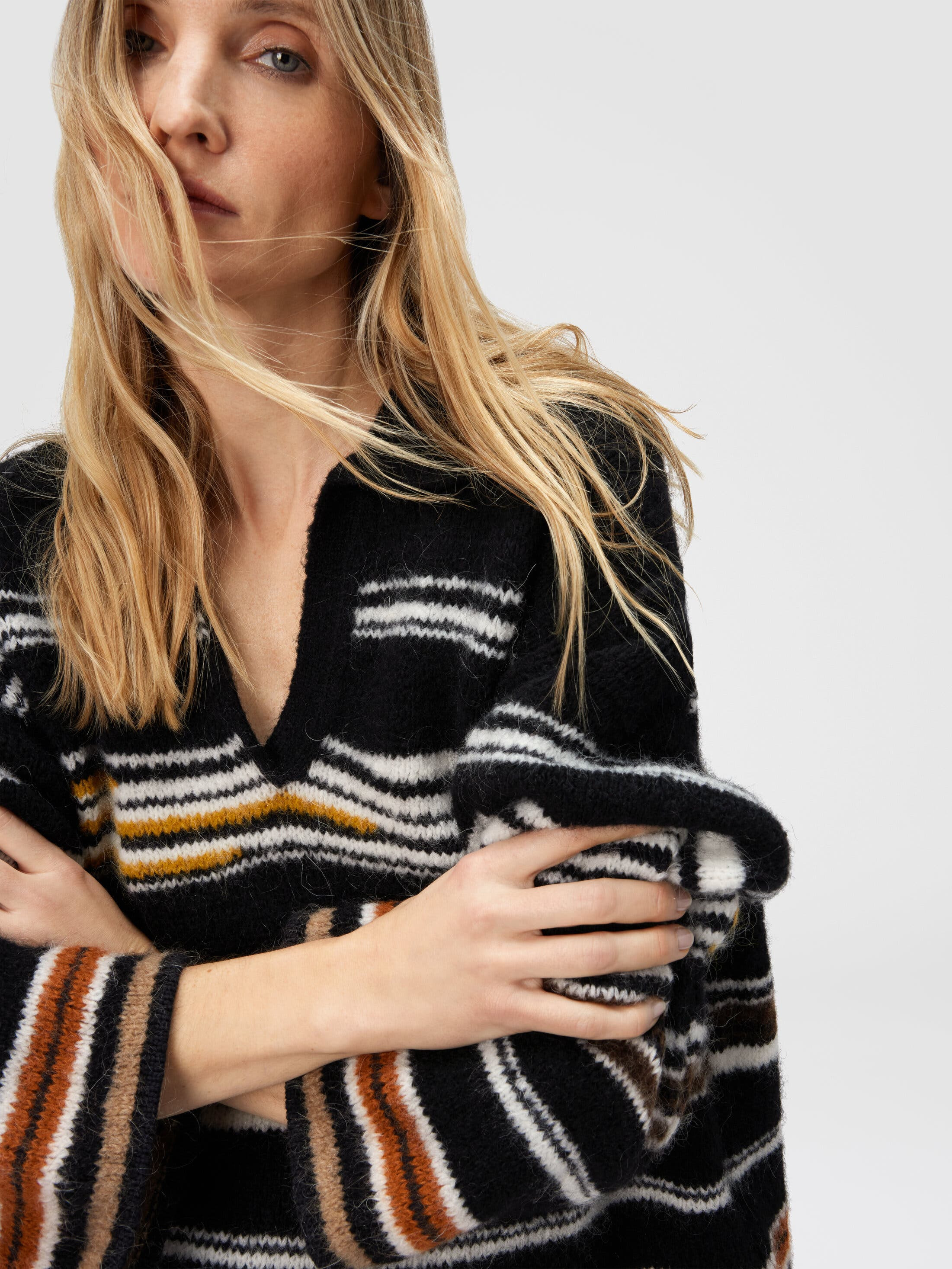 Missoni Oversized Long Sleeve Polo With Striped Inlay in Multicoloured at Nordstrom - 4