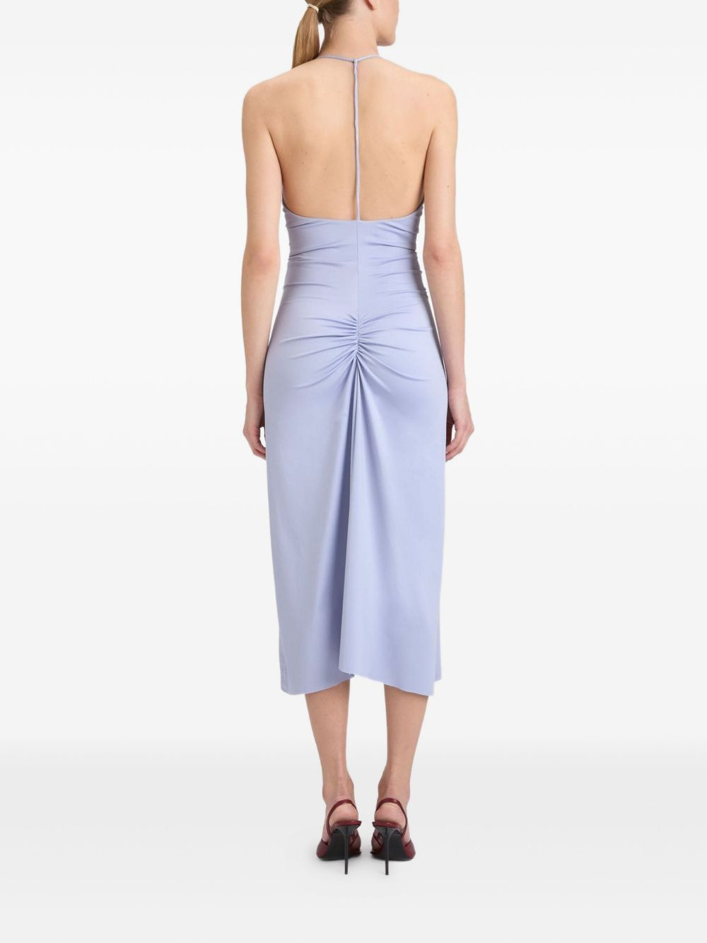V-neck ruched midi dress - 4