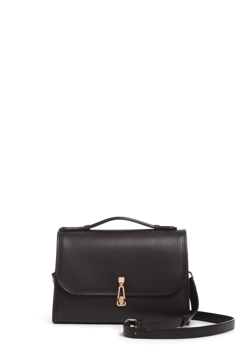 Medium Leonora Flap Bag in Black Leather 1