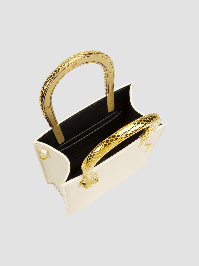 Women's Serpentine Leather Tote - Ivory 3