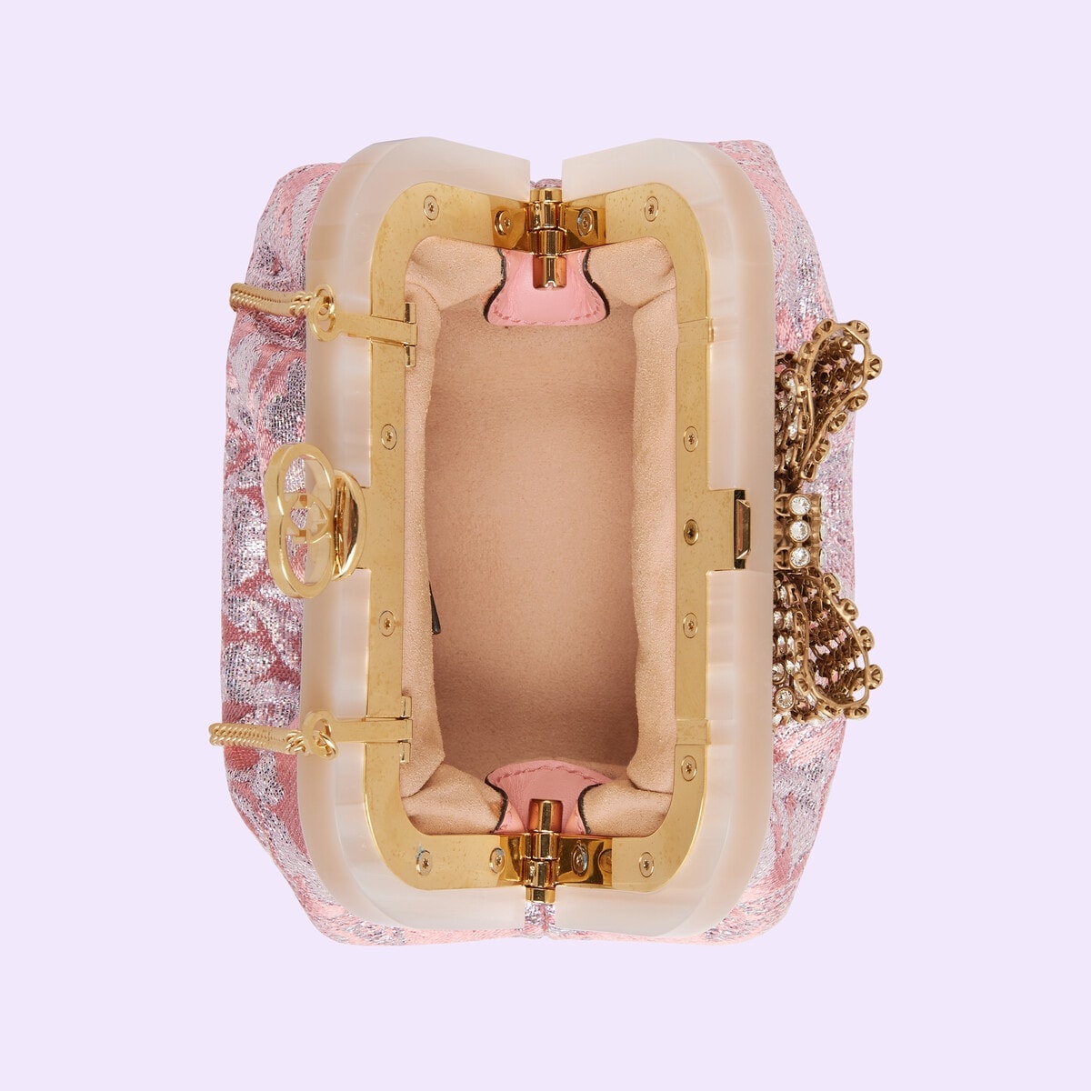Floral brocade handbag with bow - 7