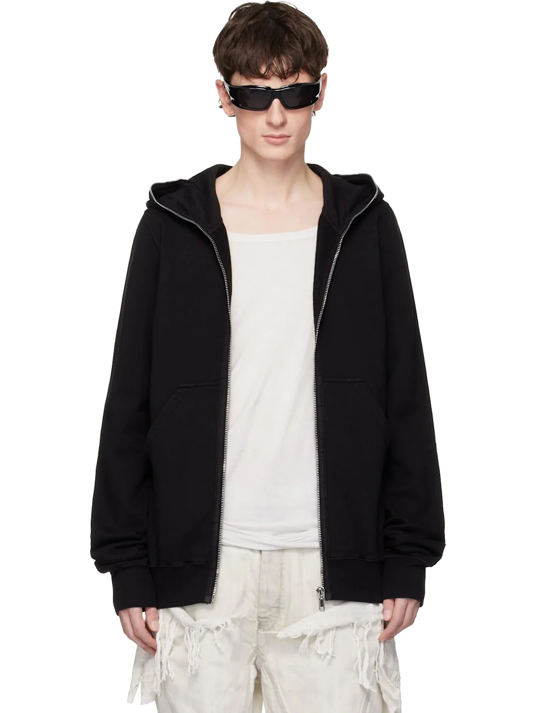 Black Zip-Up Fleece Hoodie - 1