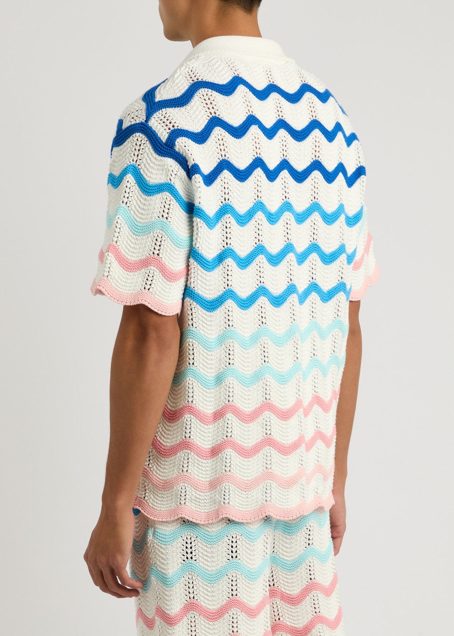 Casablanca Wave-intarsia Cotton Shirt - 3