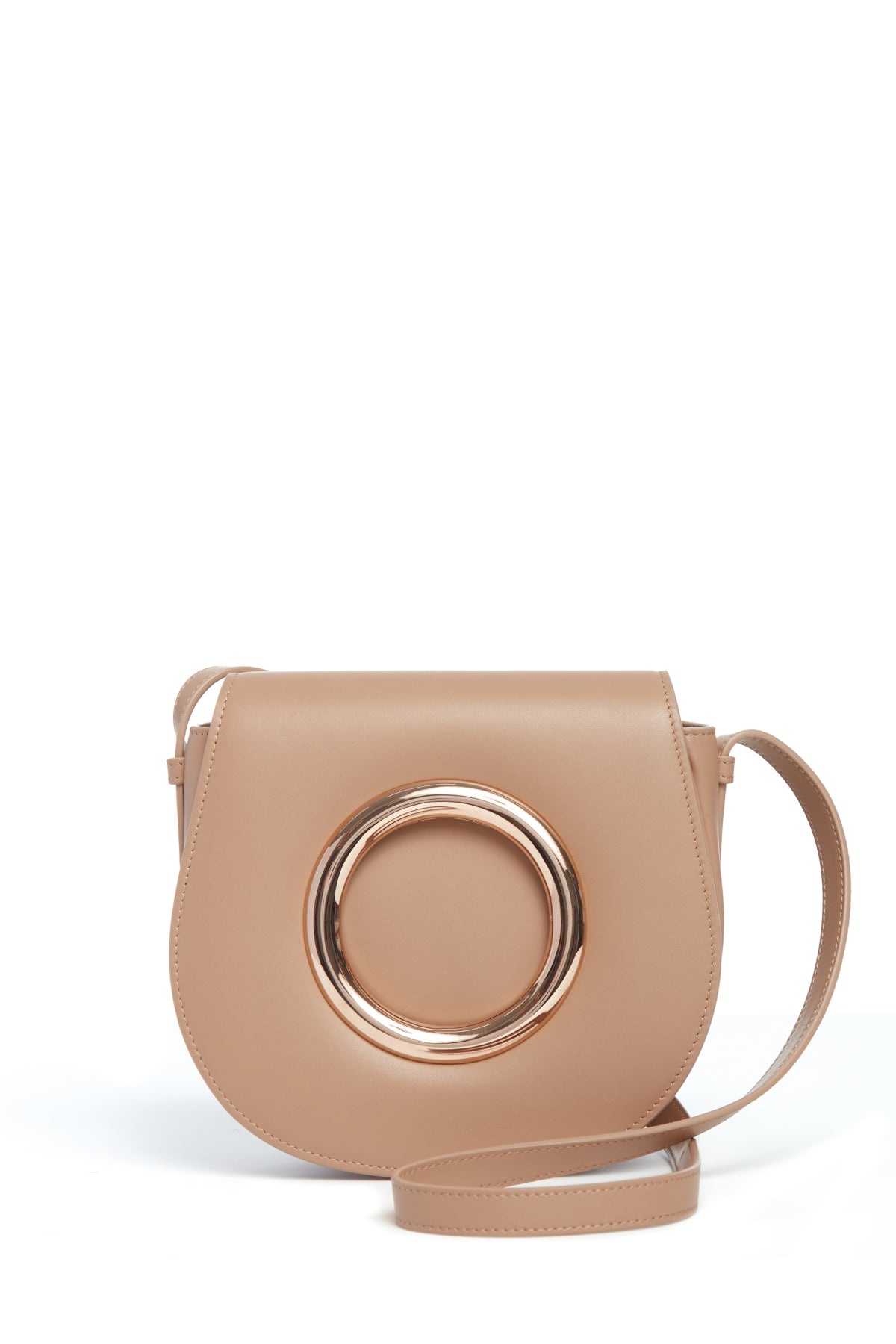Ring Crossbody Bag in Nude Leather - 1
