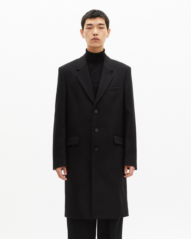 BLACK LEATHER LAPEL COLLAR COAT 4
