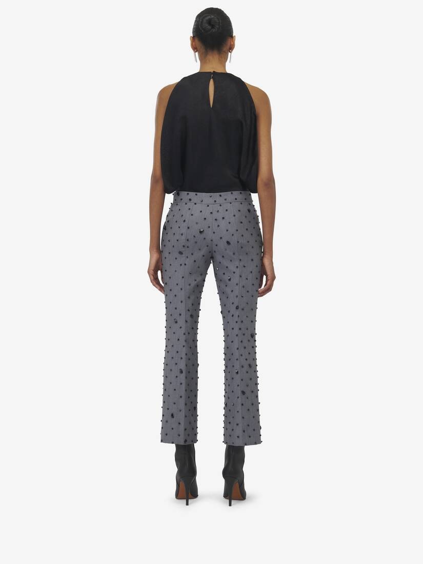 Cosmic Stone Embroidery Cropped Trousers - 4