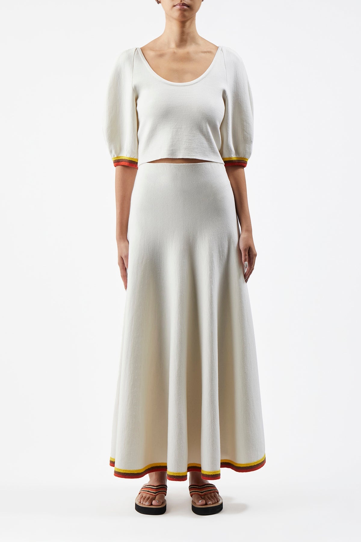 Mira Skirt in Ivory Multi Merino Wool - 3