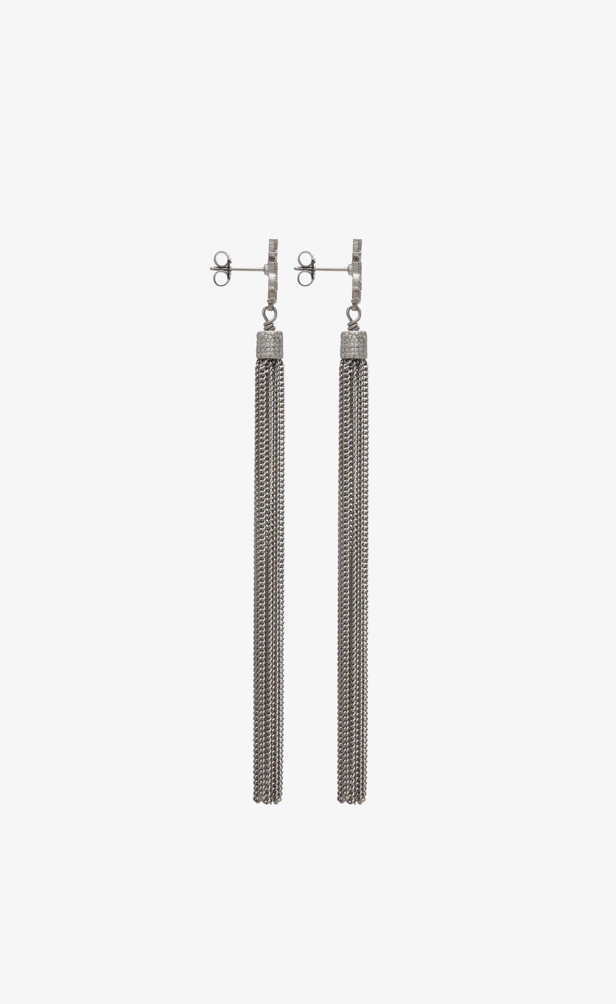 loulou earrings with chain tassels in silver brass - 3