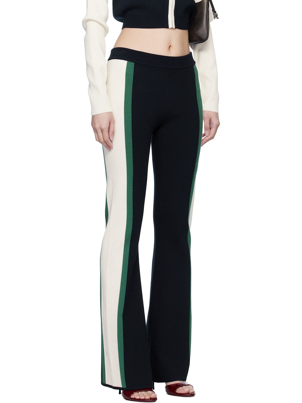Navy & Off-White Racing Knit Lounge Pants - 2