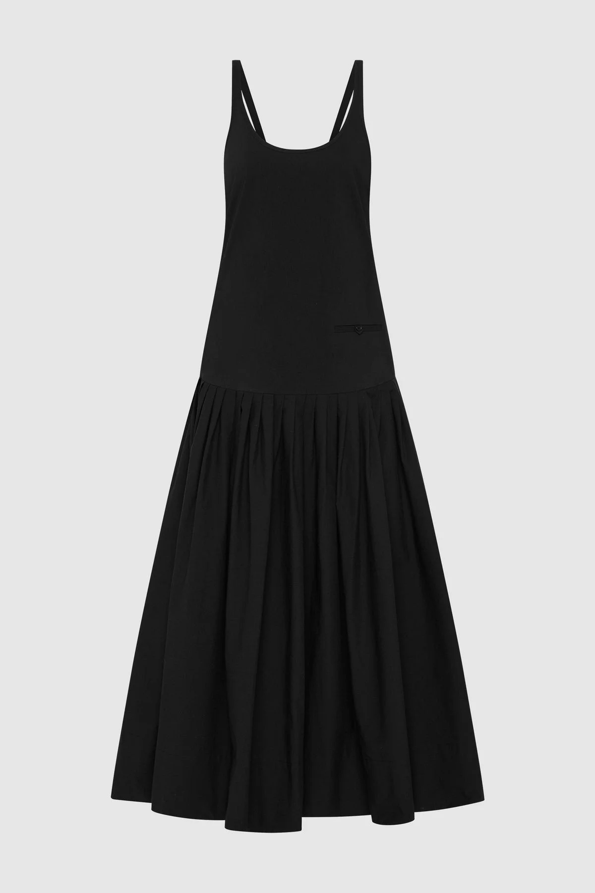 Relaxed Pleat Dress - Black - 1