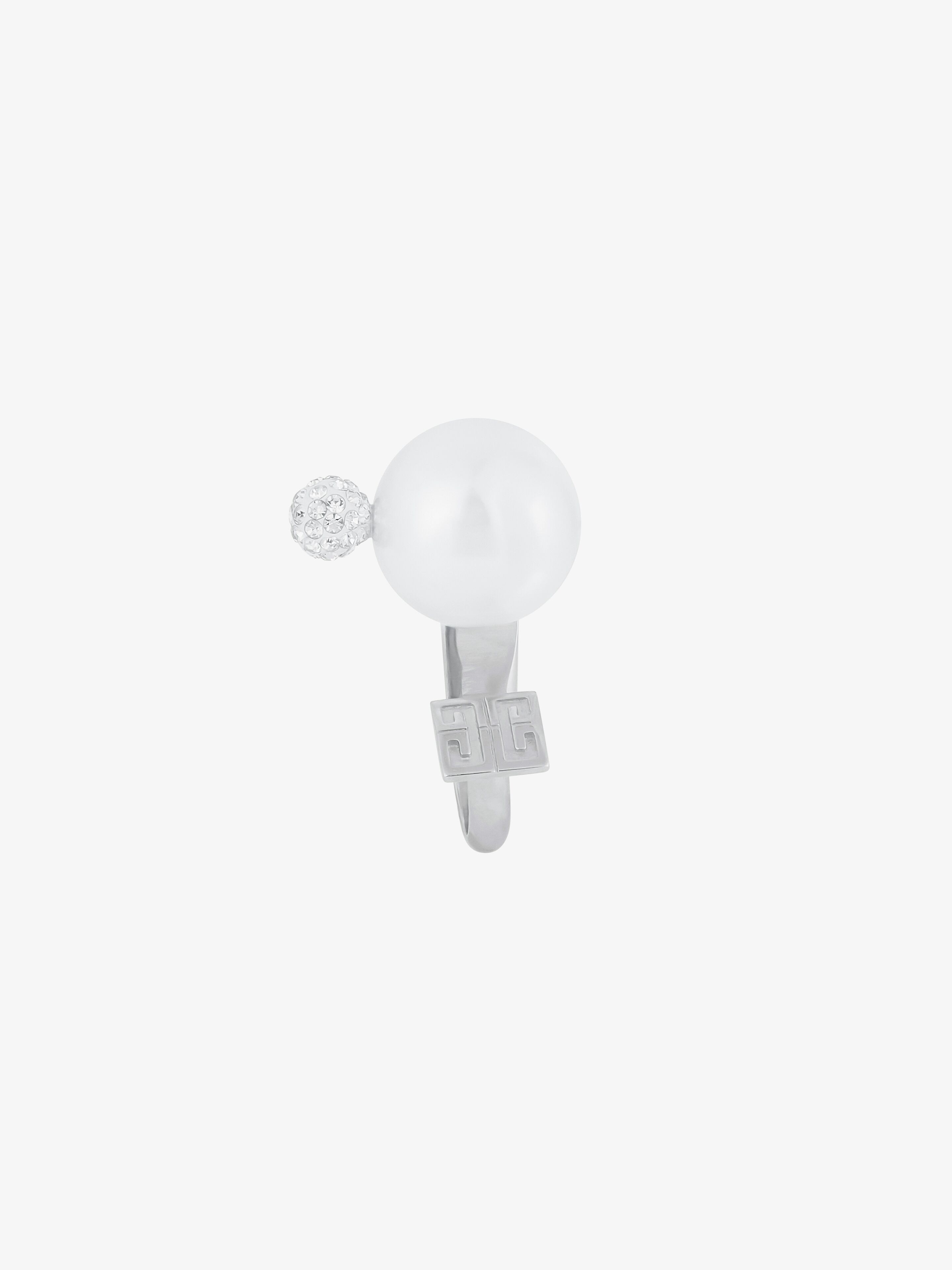 4G PEARL DOUBLE RING WITH CRYSTALS - 6