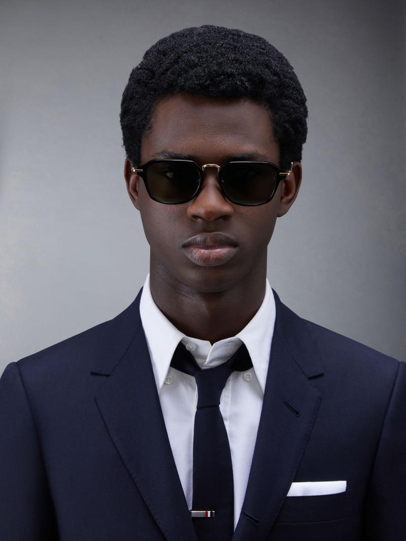 Thom Browne Acetate And Titanium Rectangular Sunglasses outlook