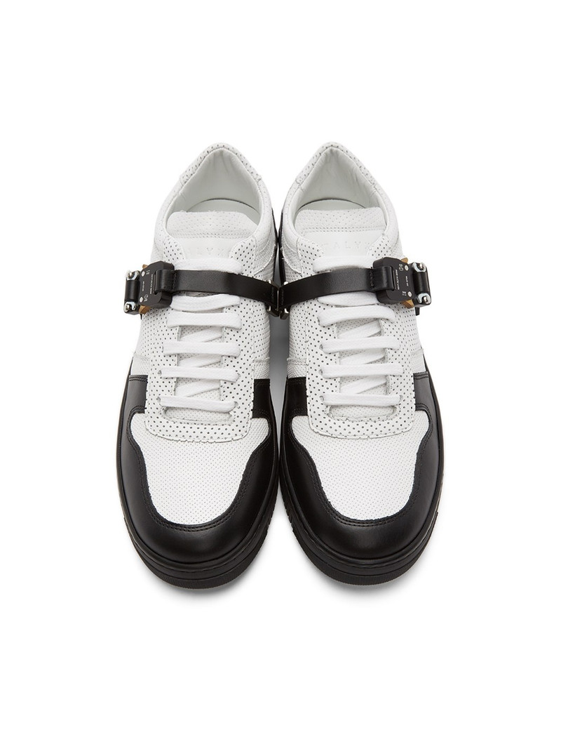 White & Black Buckle Sneakers 5
