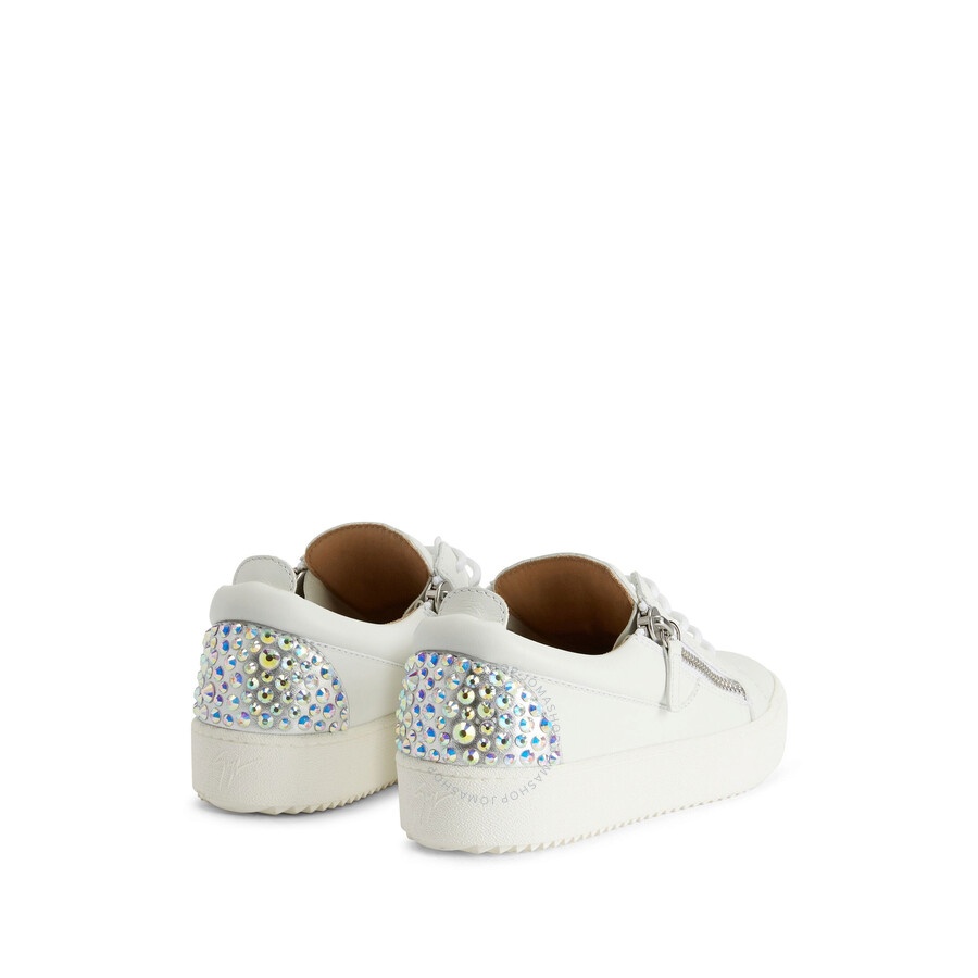 Giuseppe Zanotti Gail Rhinestone-Embellished Leather Sneakers - 3