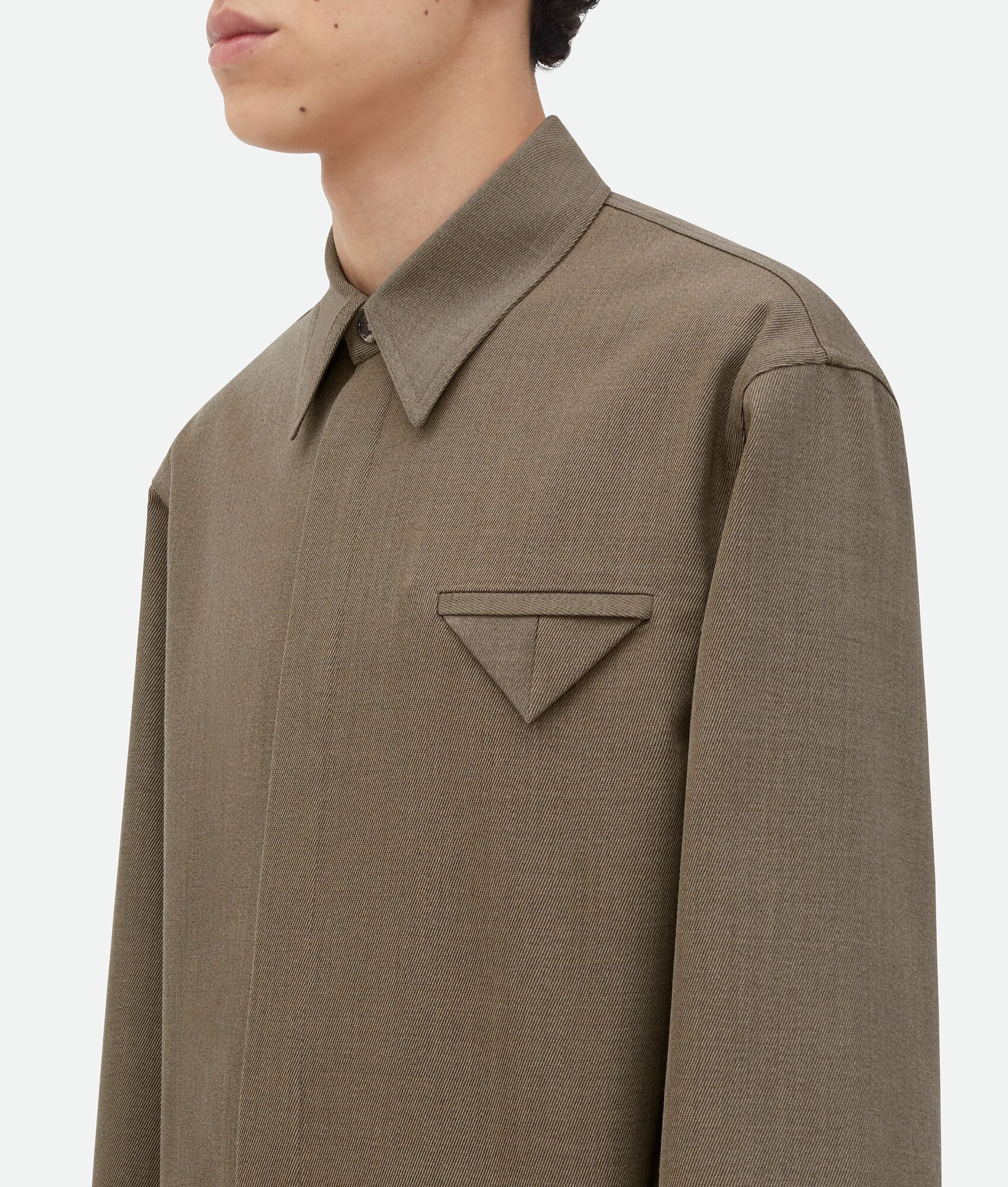 Wool Twill Shirt With Triangle Pocket - 5